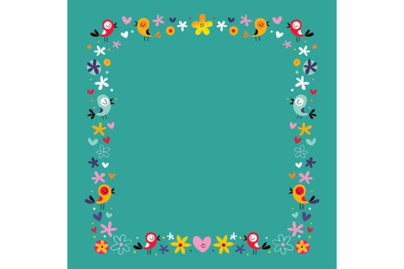 Birds and Flowers Nature Decorative Border: A Versatile Design Element for Creative Projects