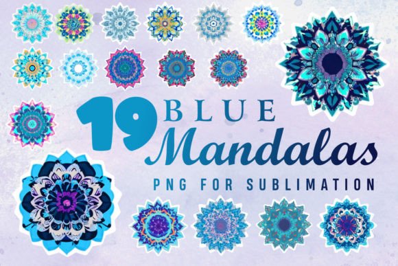 Blue Mandalas Decorative Sublimation PNG: Versatile Art for Creative Projects