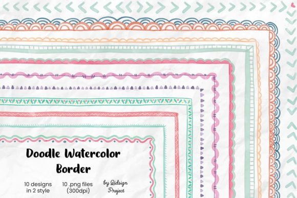 Doodle Watercolor Border: A Decorative Element for Creative Projects