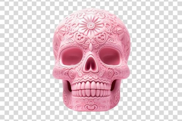 Enhancing Creative Projects with the Pink Decorative Skull 2 Isolated Design Element
