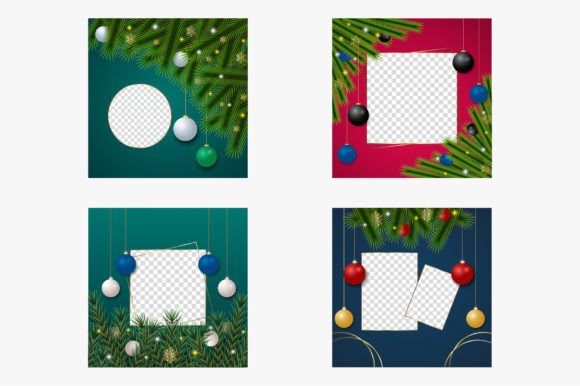 Set of Four Decorative Christmas Frames: A Creative Essential for Modern Holiday Design